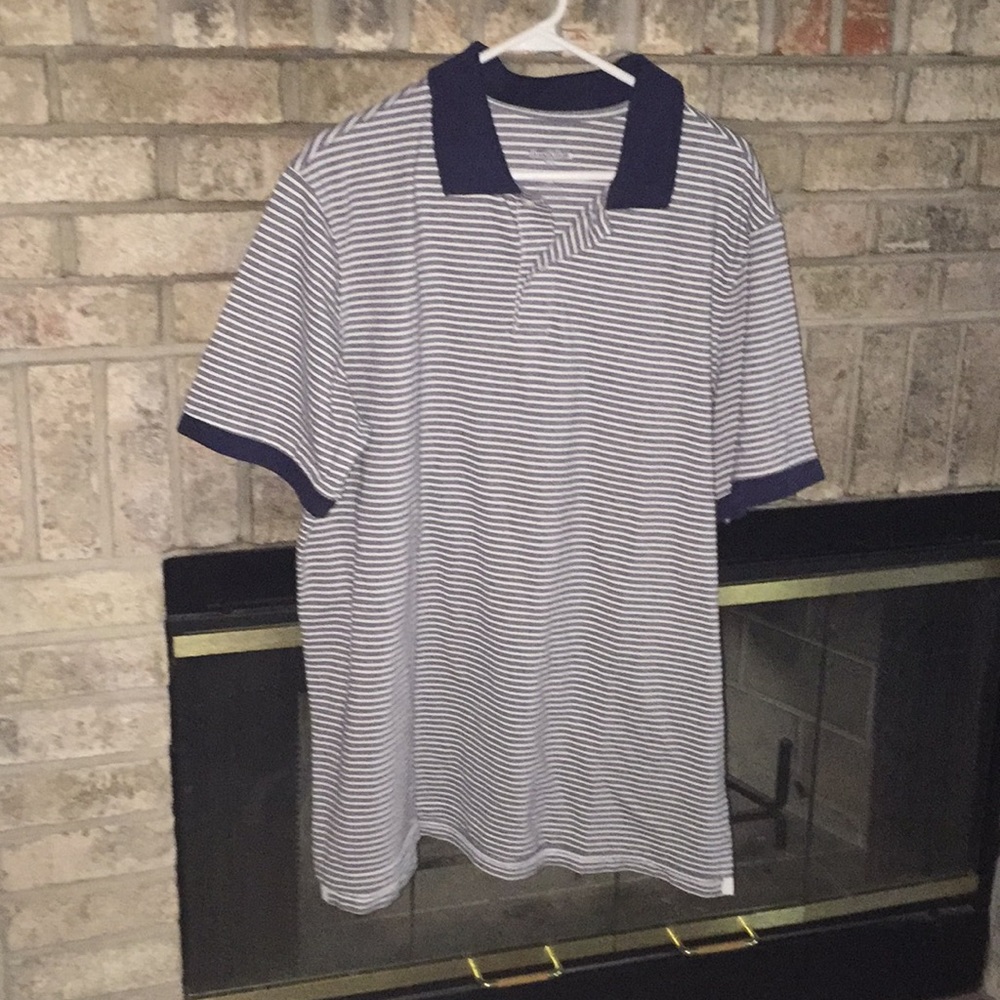Good fellow and co XL polo cream and blue stripped